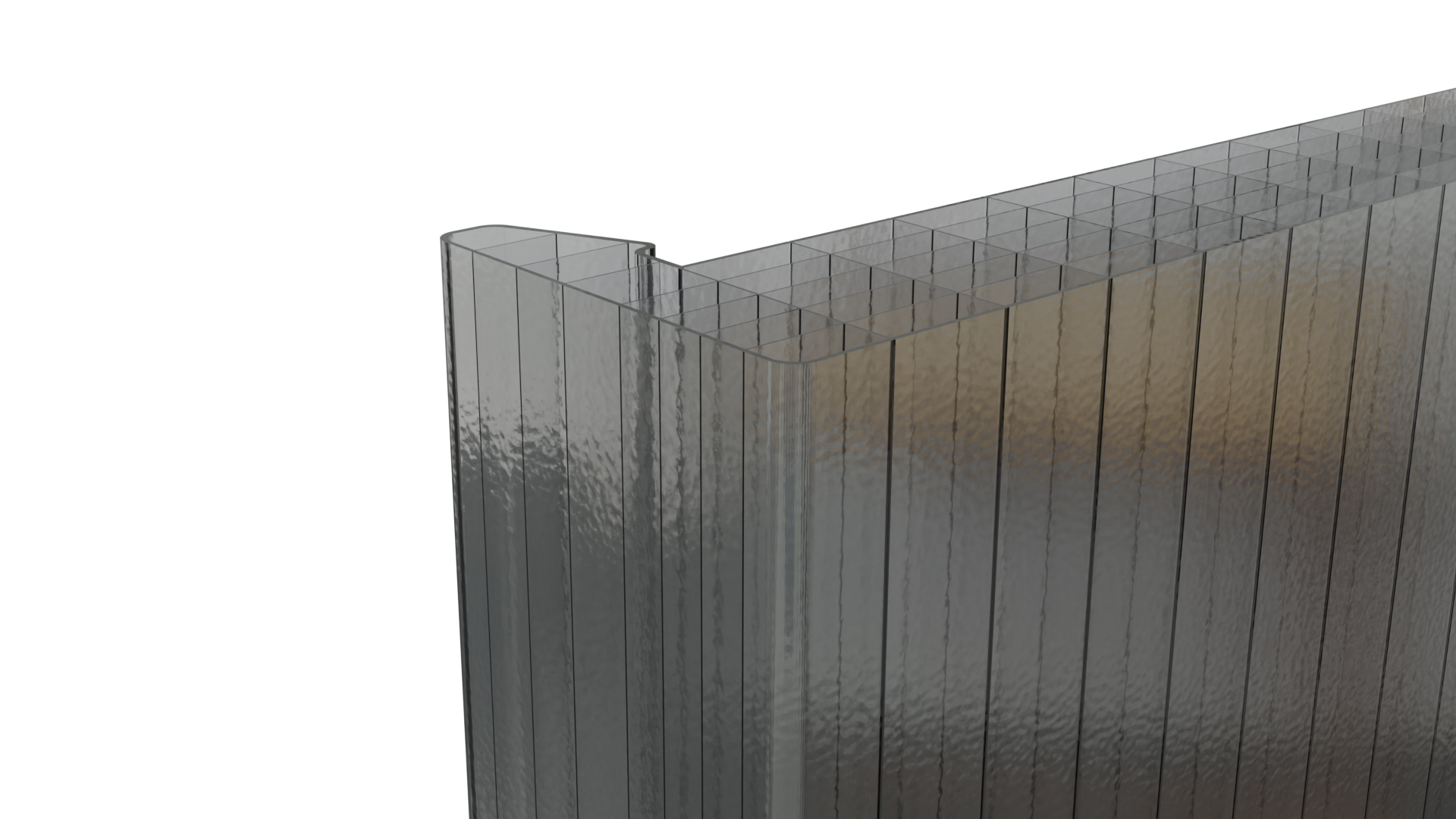 Rendu en perspective d'une plaque translucide avec matériau cristal